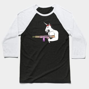 Unicorn muscles weapon fighter war rainbow Baseball T-Shirt